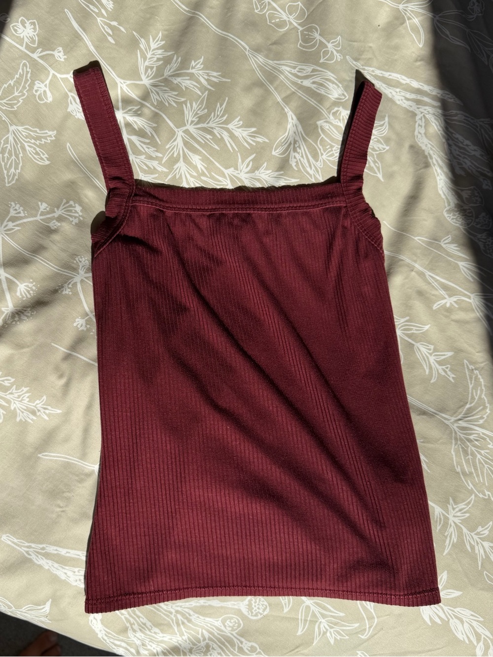 Reformation Burgundy Ribbed Square-Neck Tank